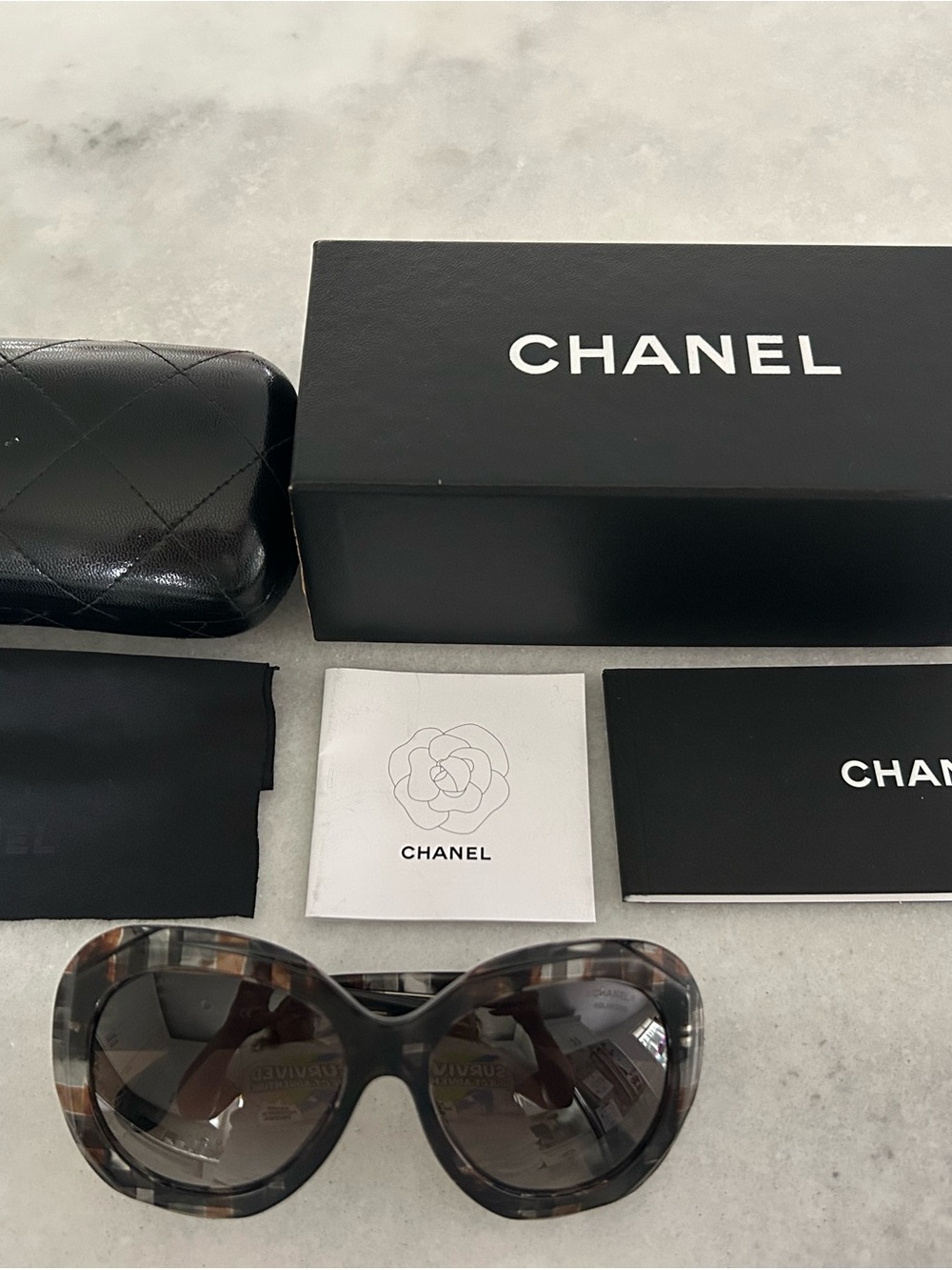 CHANEL Women's Tortoiseshell Brown Gradient Oversized Sunglasses